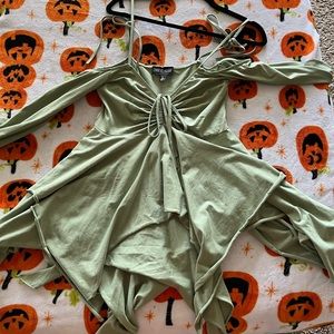 Green fairy look like dress.